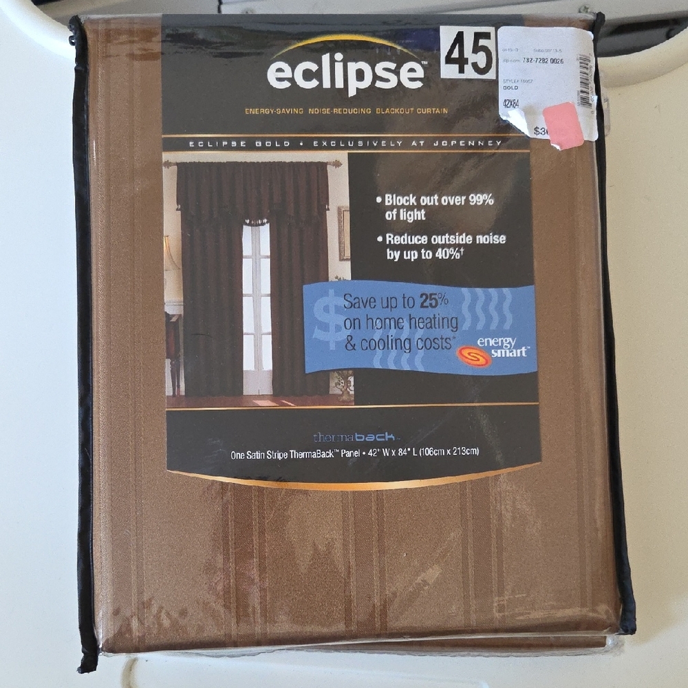 Eclipse Energy-Saving Brown Curtains 2 Panels NEW 42" W X 84" L
